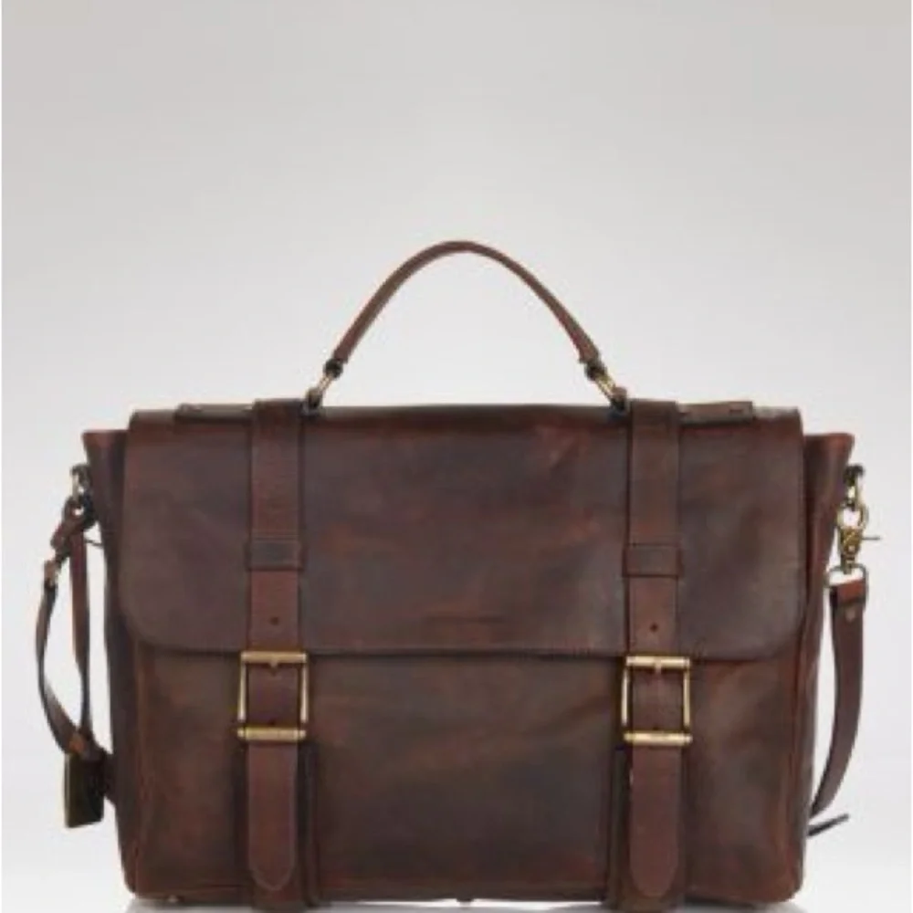 Frye Logan dark Brown Leather Briefcase Messenger Bag Classic Men's Work Bag nwt
